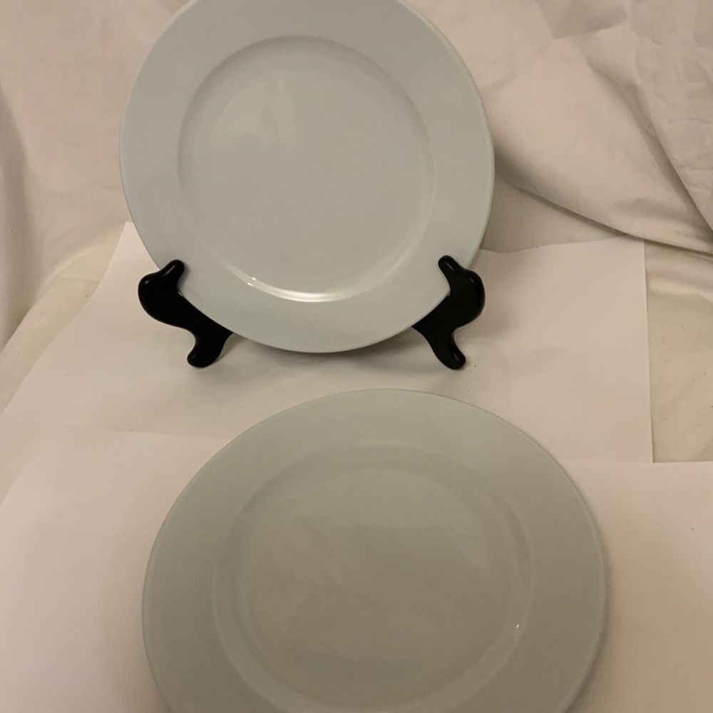New Sur la Table Turkey WHITE Rim Dinner Plate 10 5/8" set of 2
